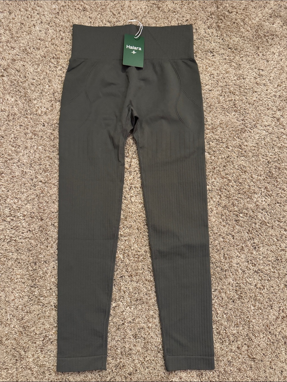 NWT HALARA Olive Green Ribbed Leggings